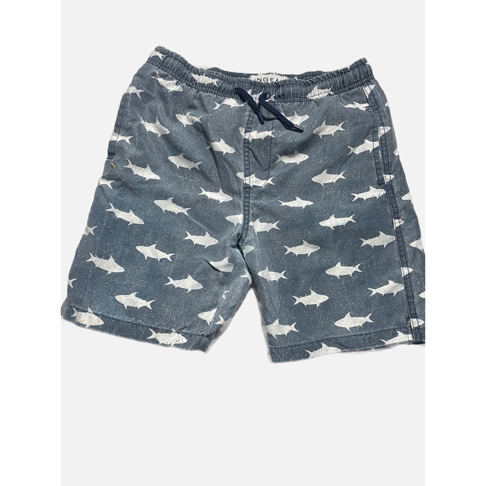 Ingear Swim Trunks Boys 12/14 Blue Shark Print Mesh Lined Summer Beach Shorts‎